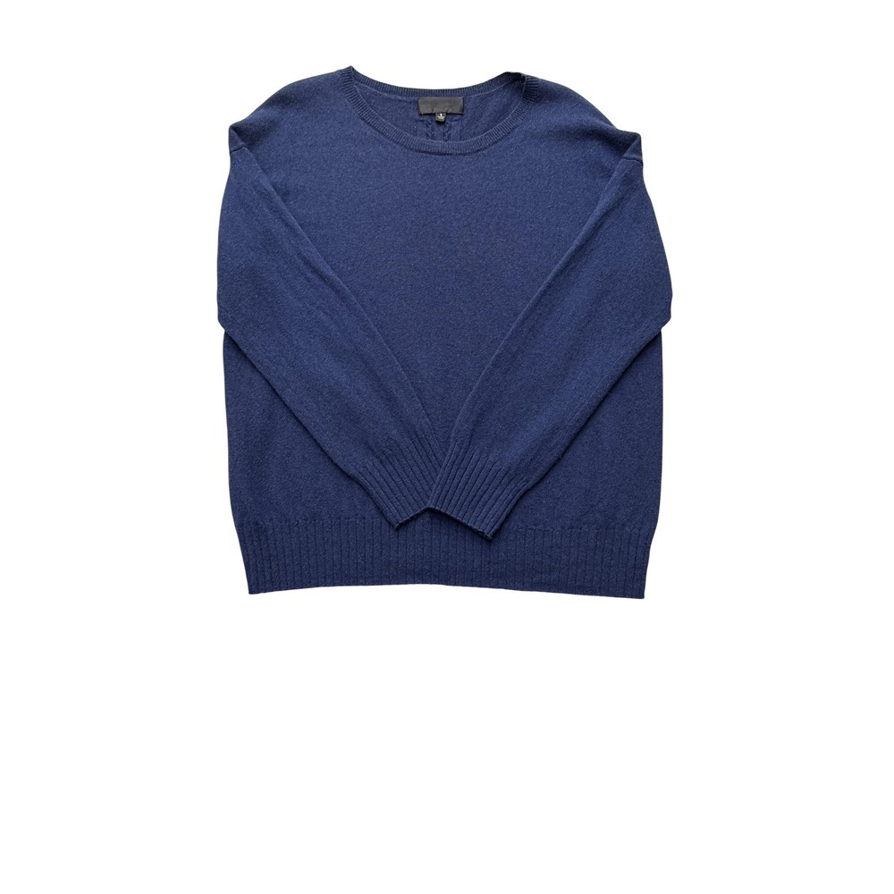 Nili Lotan Sweater Womens S Blue 100% Cashmere Crew Neck Relaxed Knit Pullover